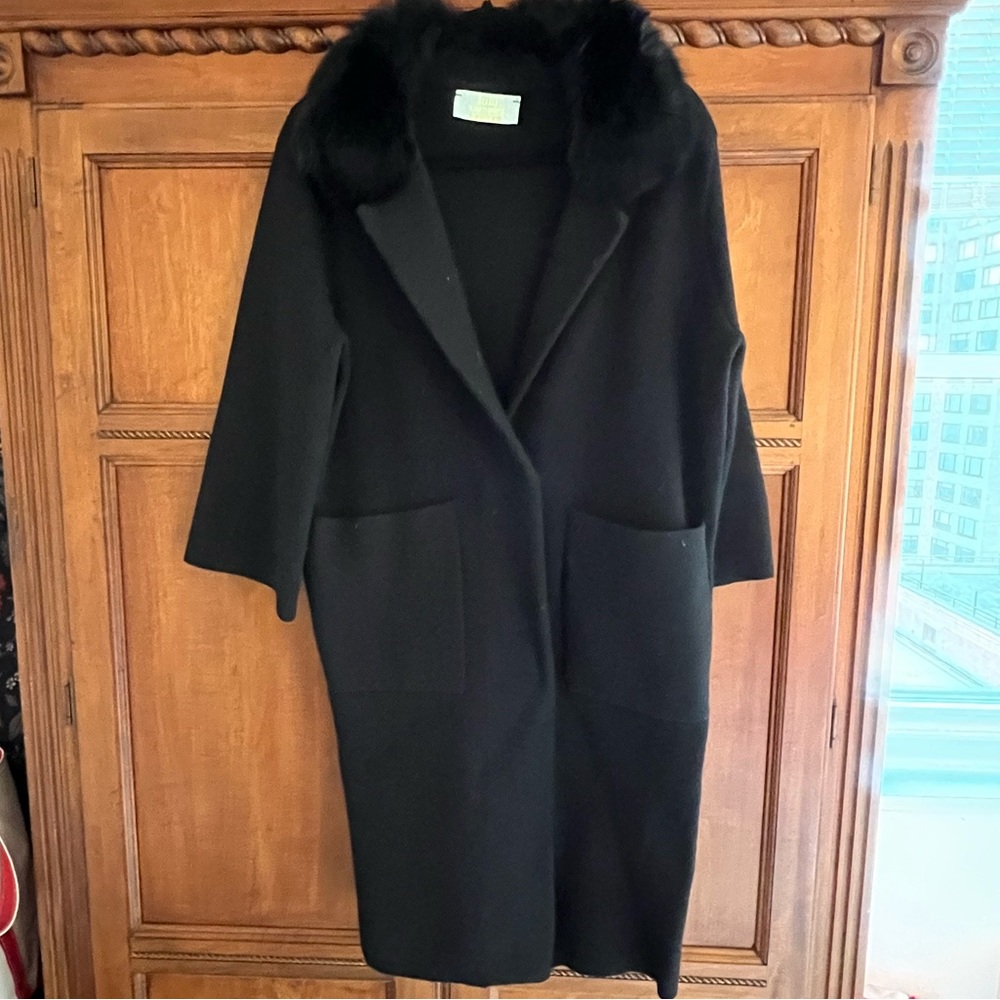 Fur collar knit coat